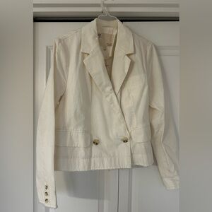 Anthropologie Off-White Double-Breasted Blazer